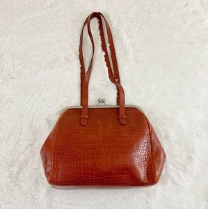 Vintage Furla Crocodile Embossed Shoulder Bag